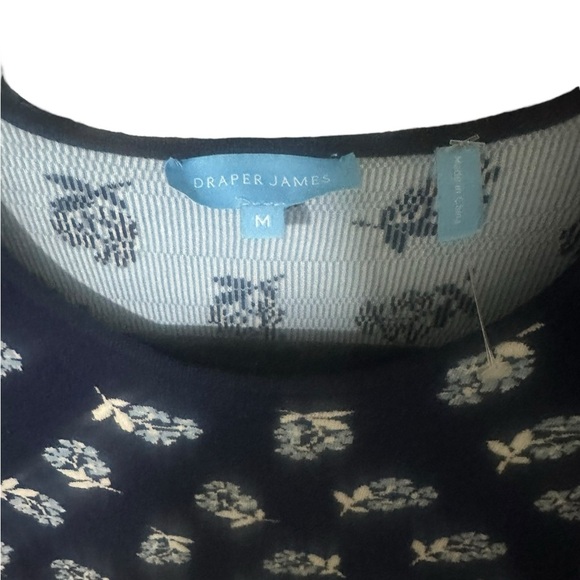 Draper James Women’s Medium Navy Blue Floral Fit & Flare Dress 3/4 Preppy - Picture 4 of 5